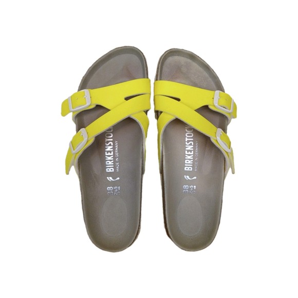 Birkenstock Shoes - Birkenstock Yao Balance Yellow Patent Sandals Slides Women's Size 7 Men's Size 5